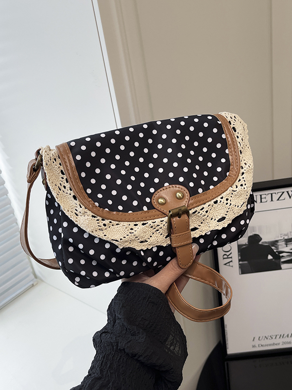 Retro Polka Dot Lace Trim Canv - огляд і ціна Women'S Young Bags