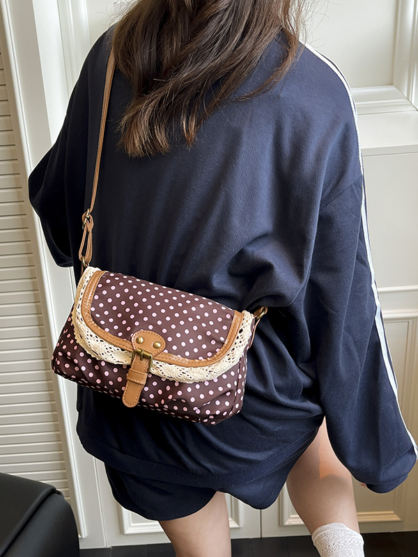 Retro Polka Dot Lace Trim Canv - огляд і ціна Women'S Young Bags