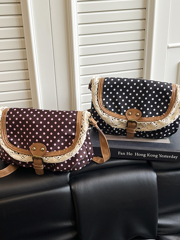 Retro Polka Dot Lace Trim Canv - огляд і ціна Women'S Young Bags