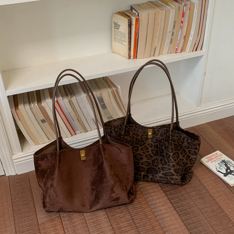 Retro Leopard Print Suede Tote - огляд і ціна Women'S Bags Handbags
